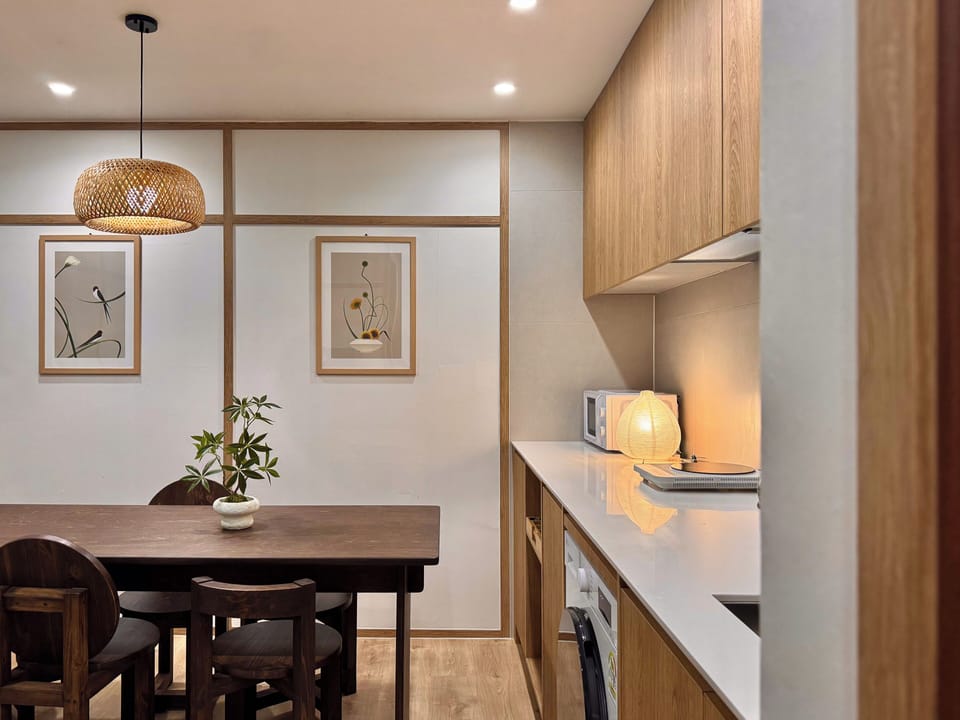 Mini-fridge, microwave, cookware/dishes/utensils