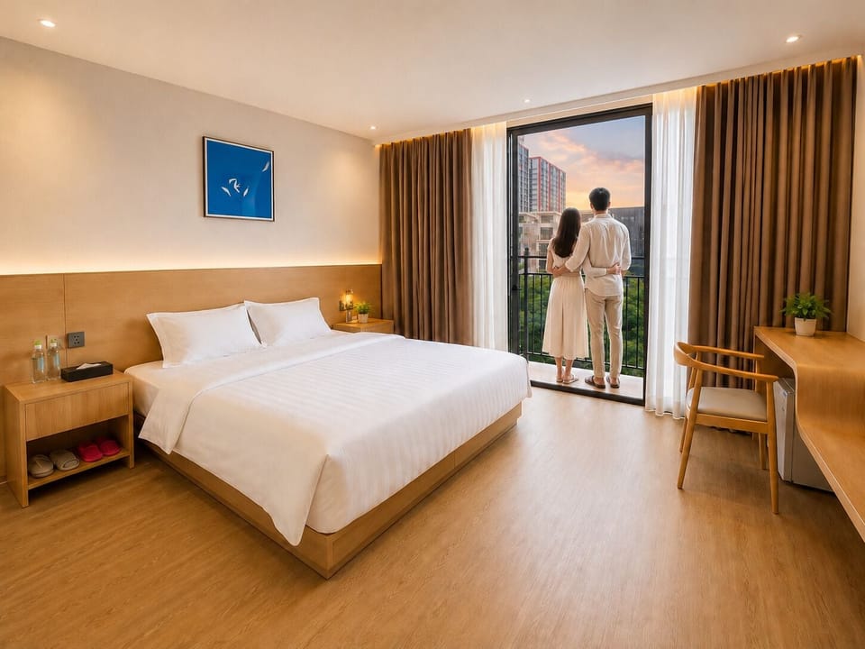 Deluxe Double Room, Balcony, Park View | Down comforters, memory foam beds, blackout drapes, iron/ironing board