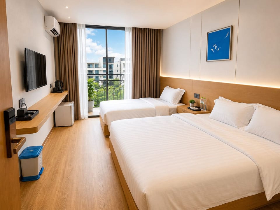 Family Quadruple Room, Park View | Down comforters, memory foam beds, blackout drapes, iron/ironing board