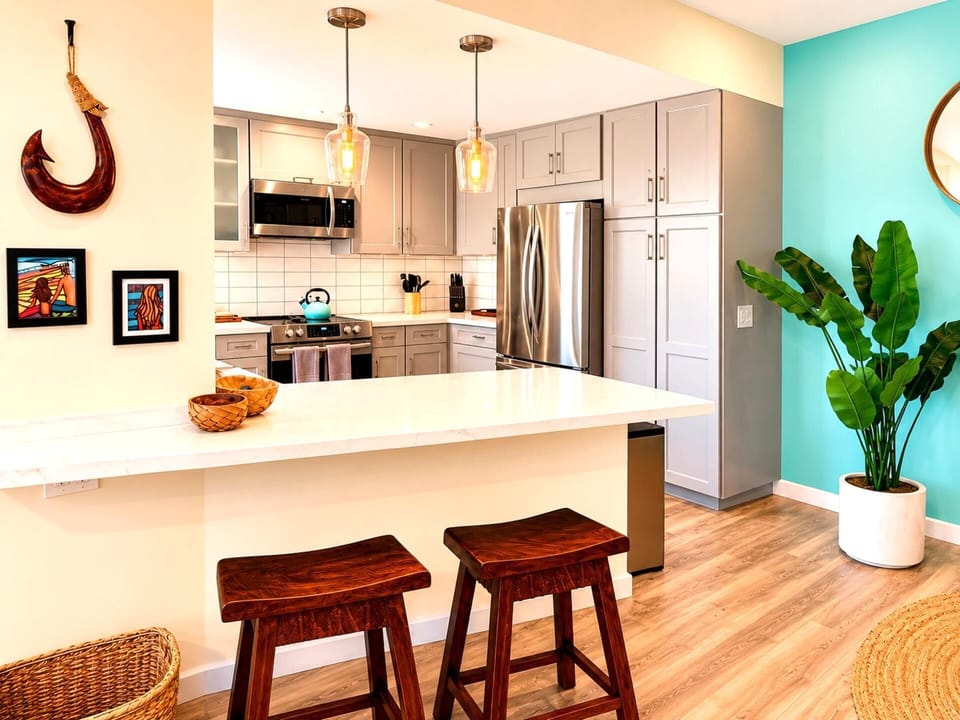 Condo (2 Bedrooms) | Private kitchen | Fridge, microwave, oven, stovetop