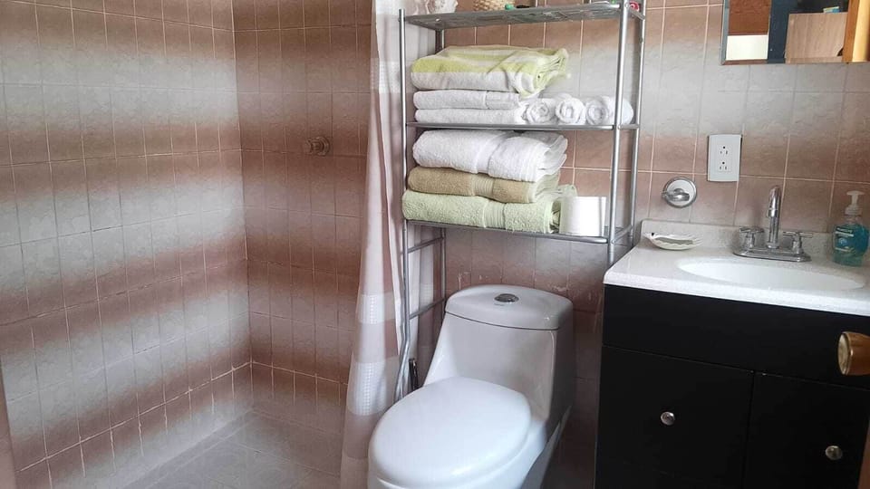 Basic Double Room, Courtyard View | Bathroom | Hair dryer, towels, soap, shampoo