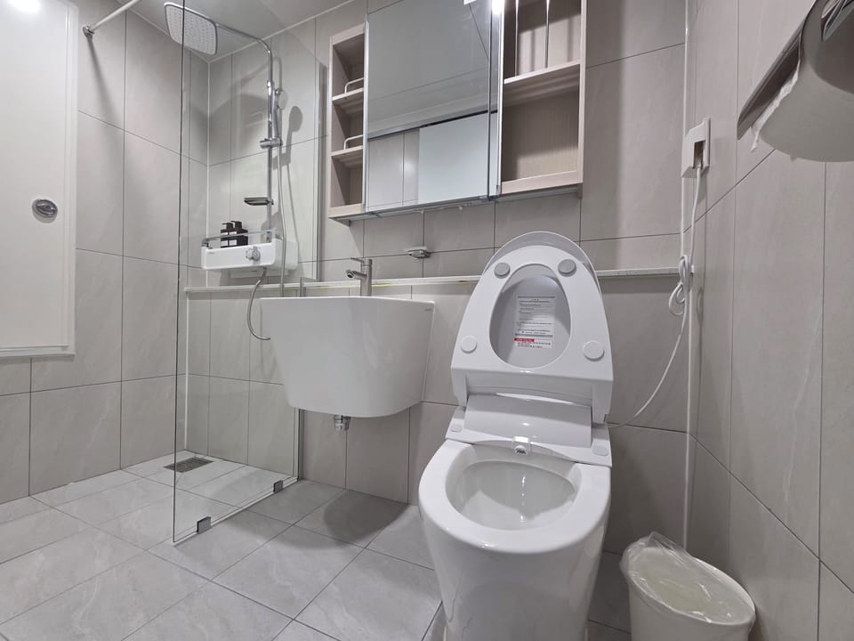 Deluxe Triple Room | Bathroom | Shower, hair dryer, towels, soap