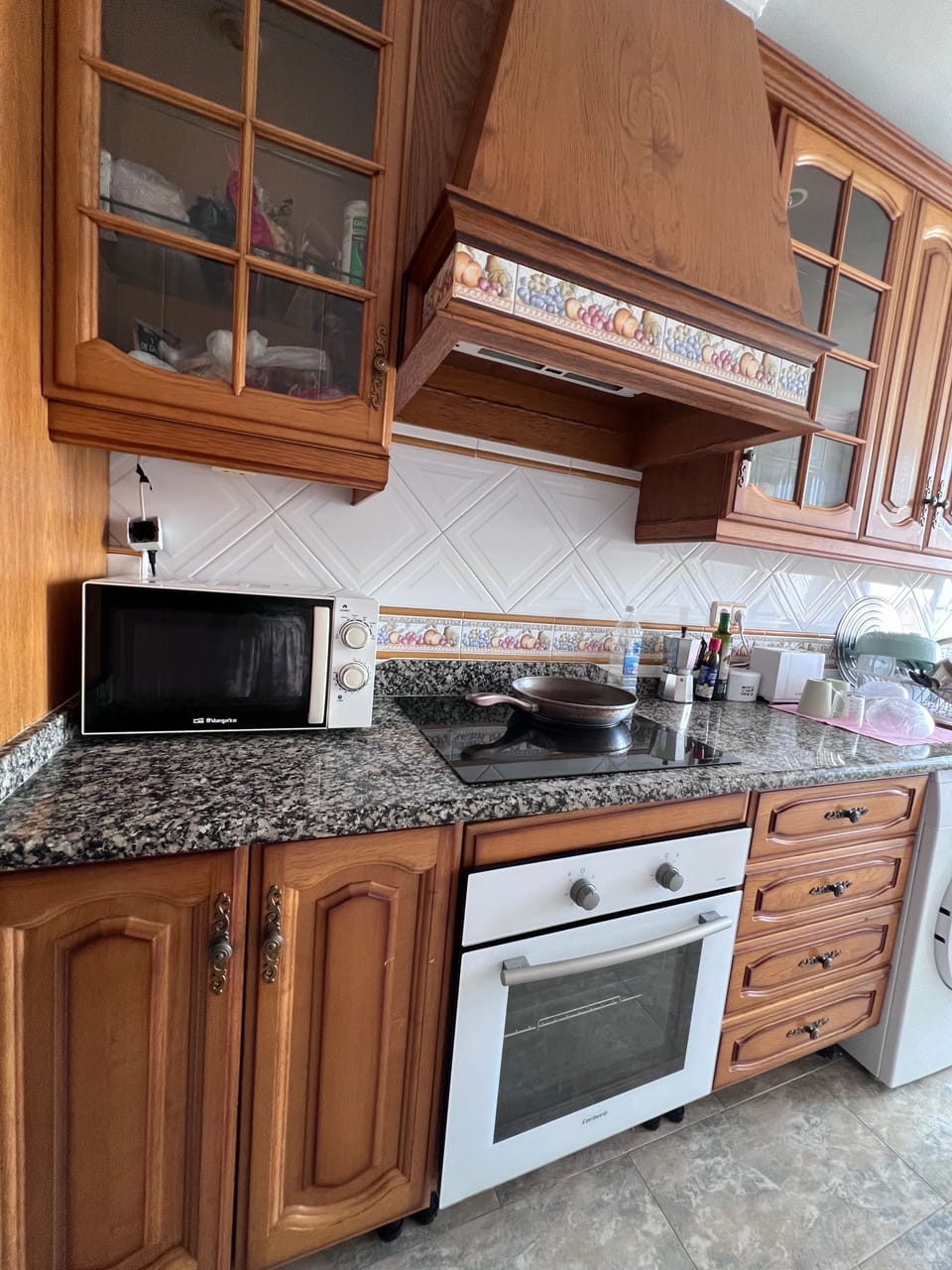 Fridge, microwave, oven, electric kettle