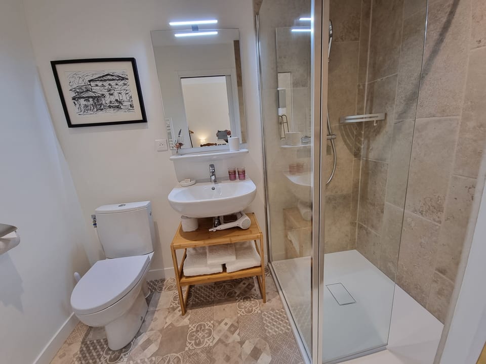 Superior Double Room, Garden View | Bathroom | Shower, rainfall showerhead, hair dryer, towels