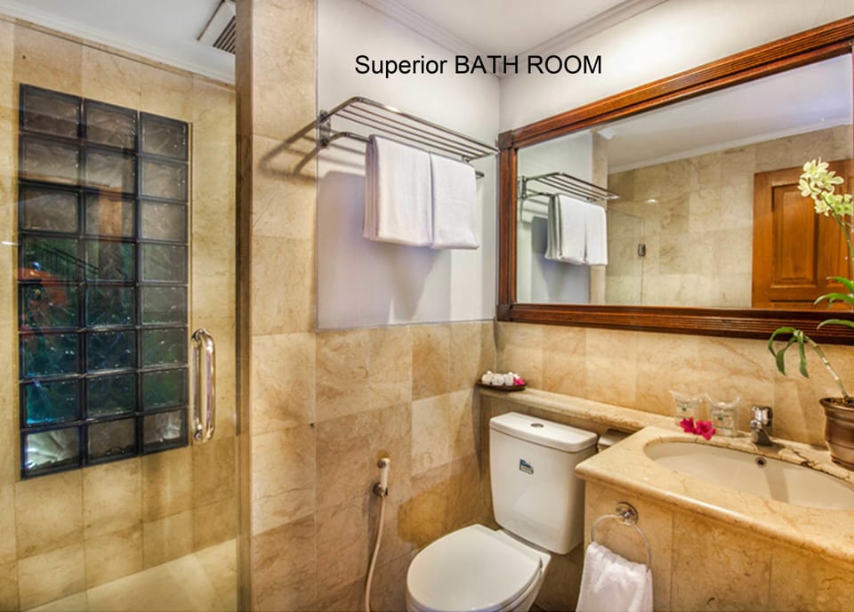 Superior Room | Bathroom | Shower, rainfall showerhead, free toiletries, slippers