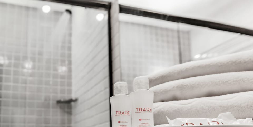 Hydromassage showerhead, free toiletries, hair dryer, towels