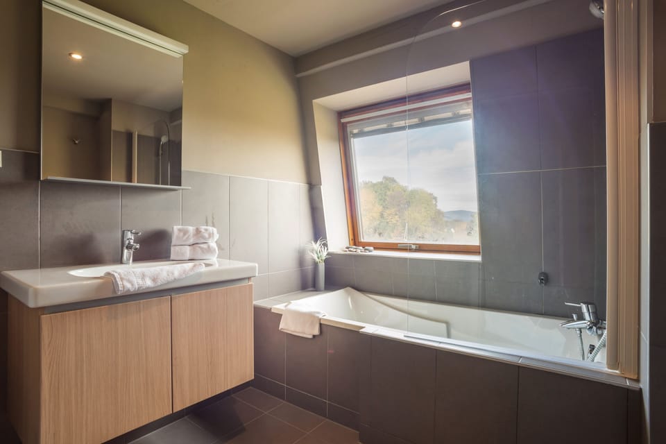Comfort Double Room | Bathroom | Free toiletries, hair dryer, bathrobes, towels