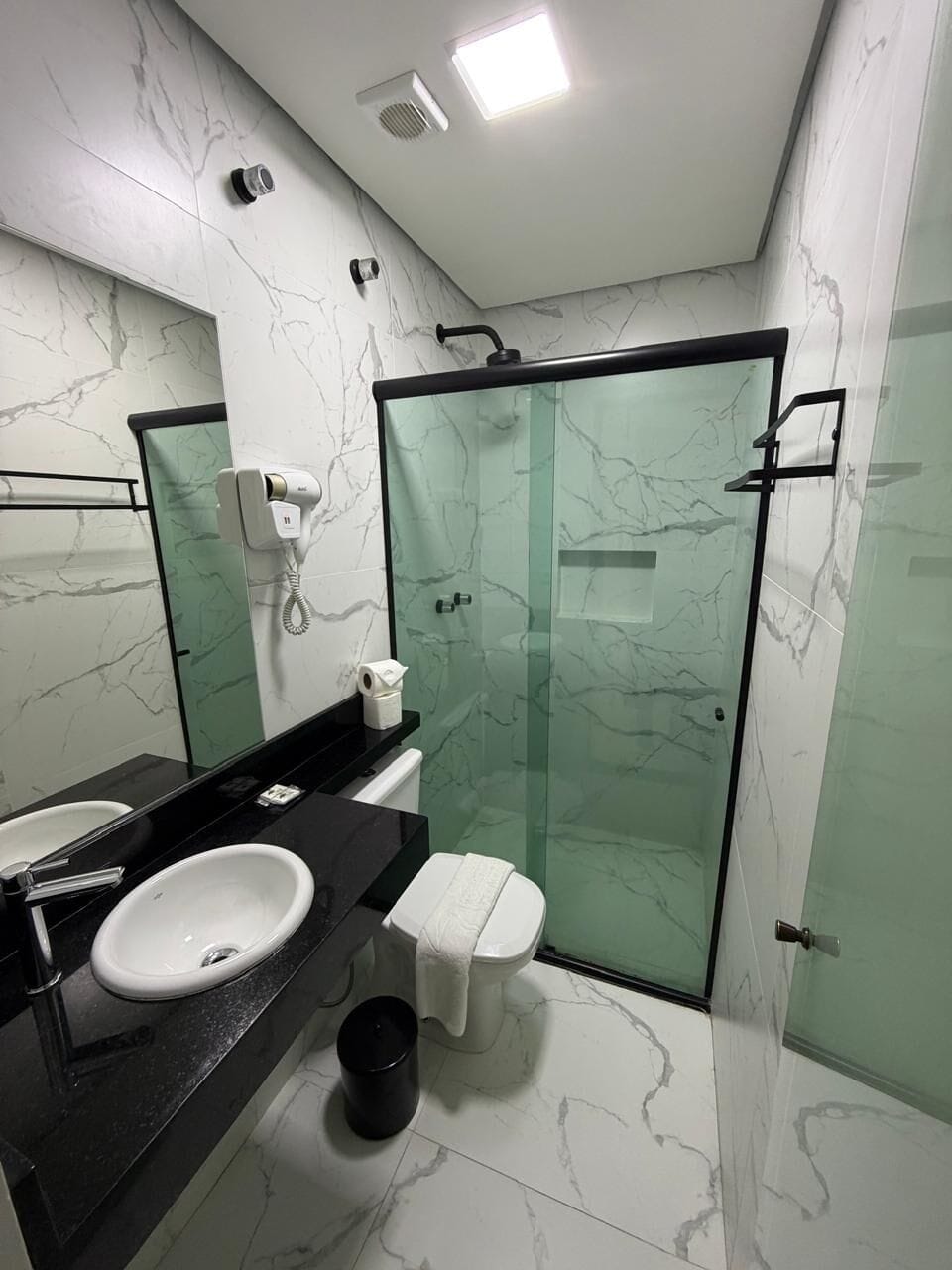 Shower, hair dryer (on request), towels