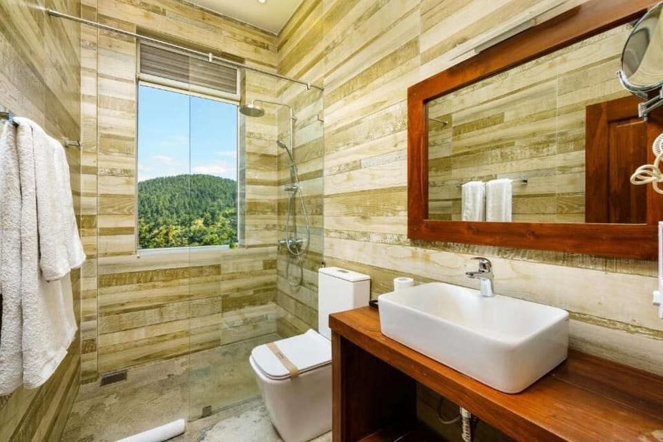 Luxury Double Room, Balcony, Mountain View | Bathroom | Shower, free toiletries, hair dryer, bidet