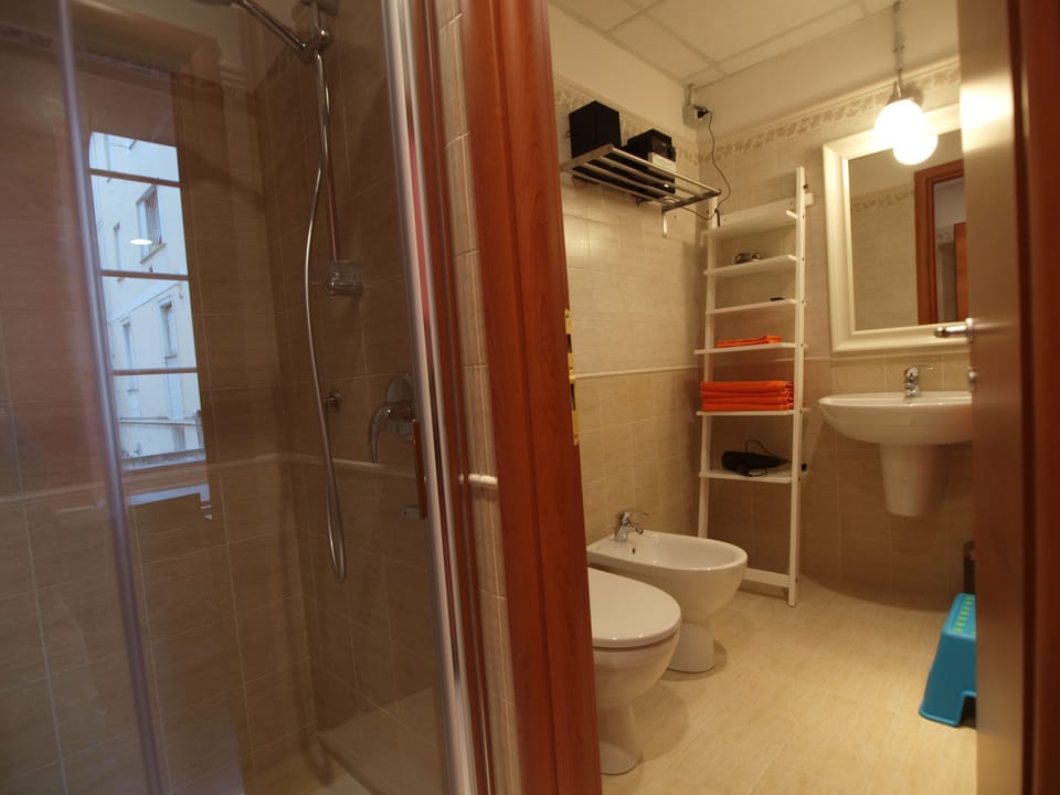 Shower, free toiletries, hair dryer, bidet