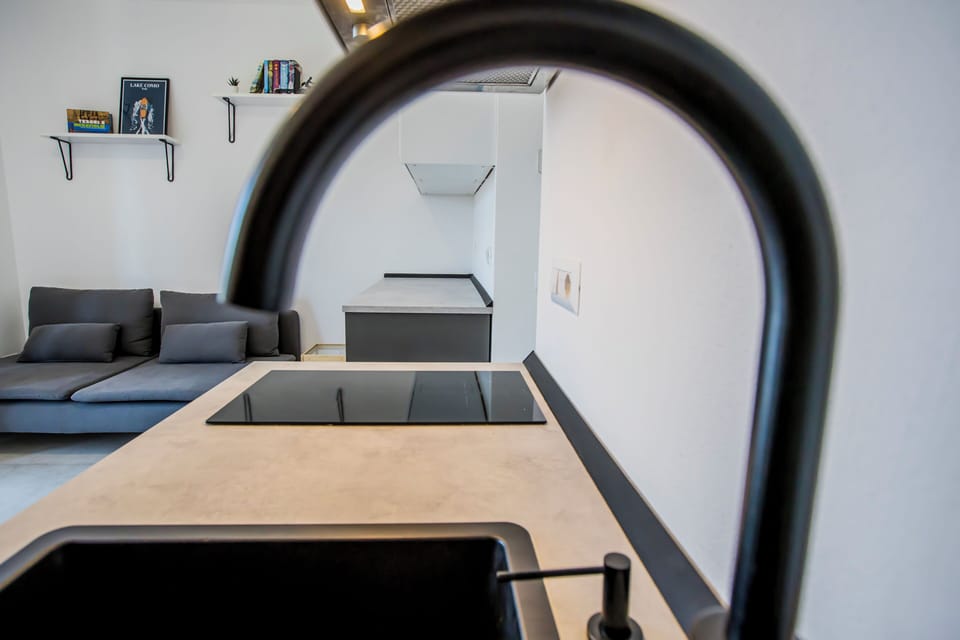 Classic Apartment, Balcony, City View | Private kitchen | Fridge, microwave, oven, stovetop