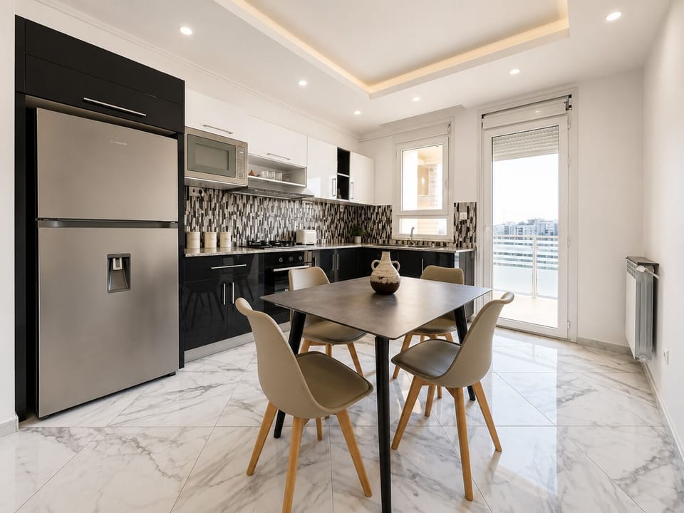 Apartment, Balcony | Private kitchen | Fridge, microwave, oven, stovetop