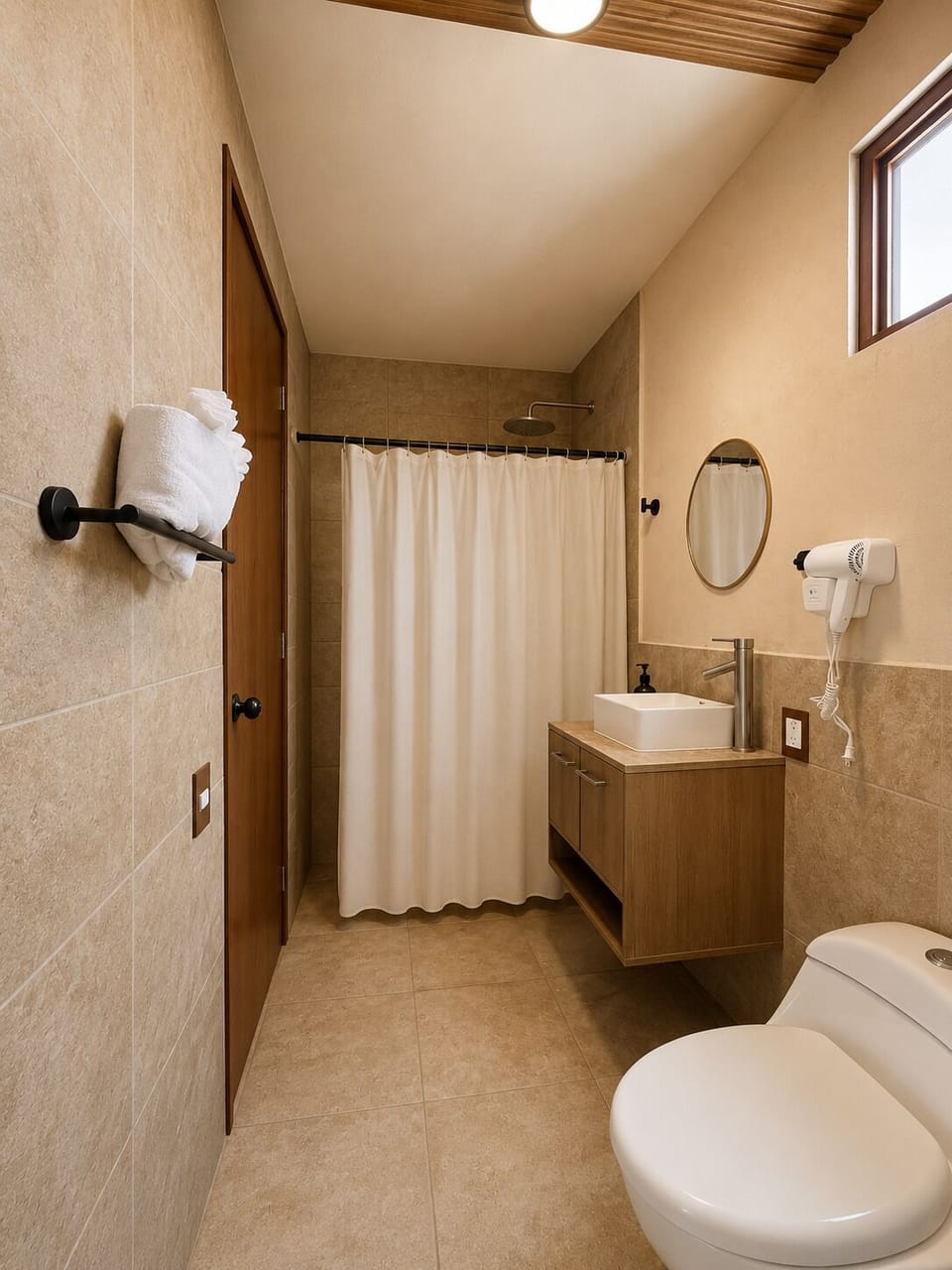 Basic Apartment, Balcony, City View | Bathroom | Shower, hair dryer, towels, soap