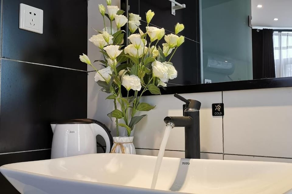 Shower, free toiletries, hair dryer, slippers