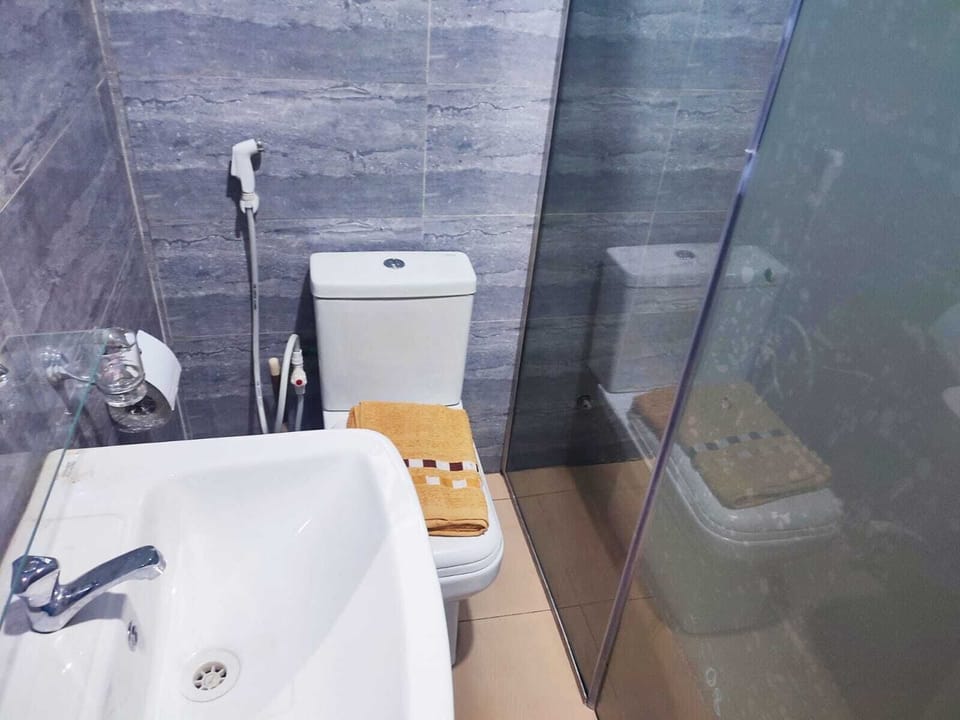 Towels, soap, shampoo, toilet paper