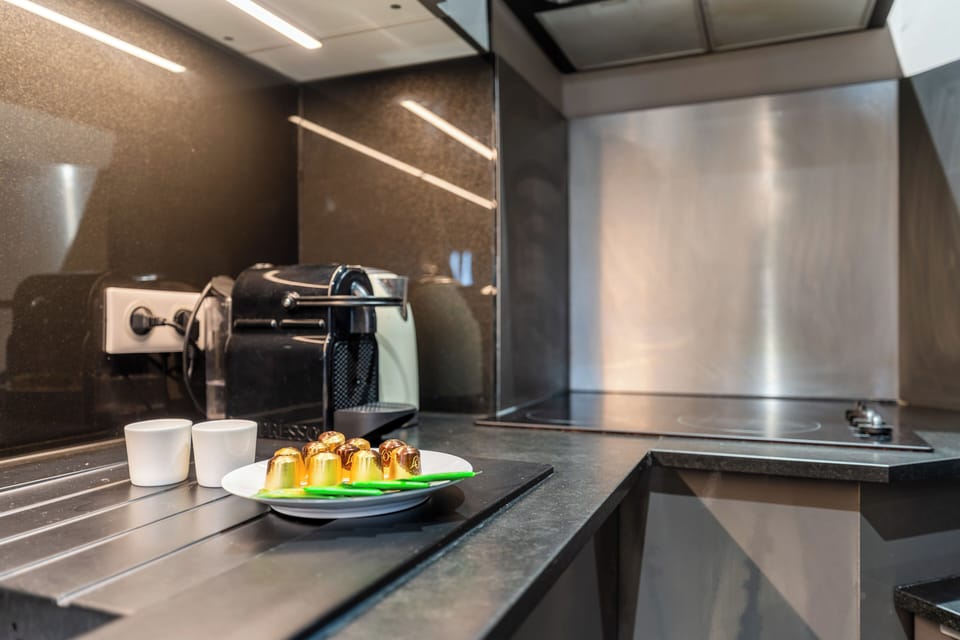 Deluxe Apartment, Balcony, Mountain View | Private kitchen | Fridge, microwave, oven, stovetop