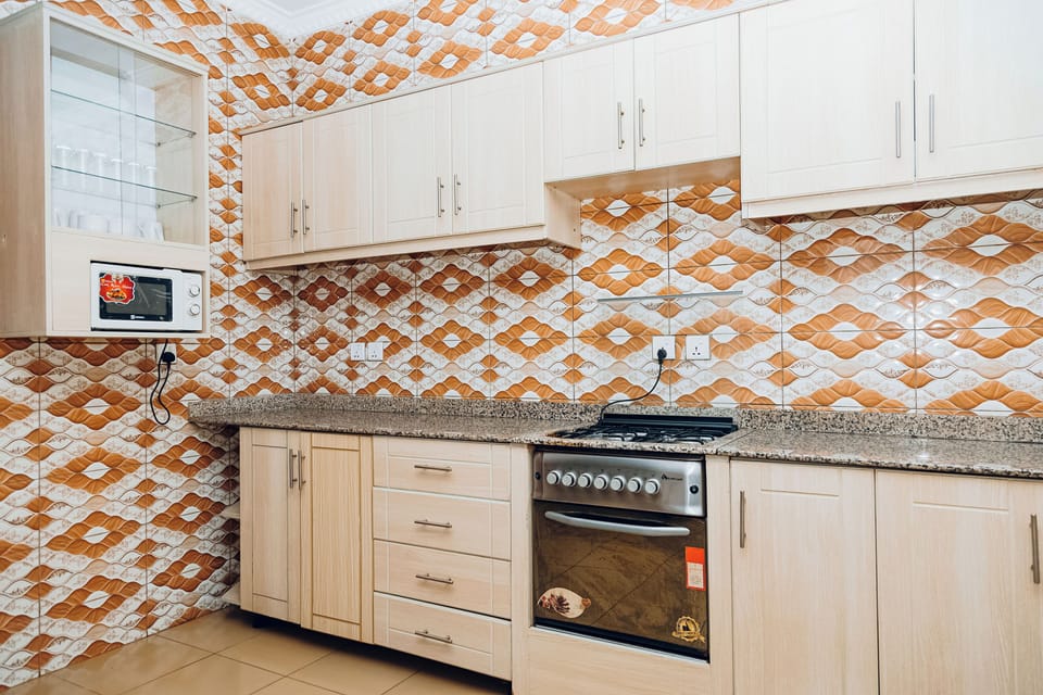 Refrigerator (on request), microwave, oven, stovetop