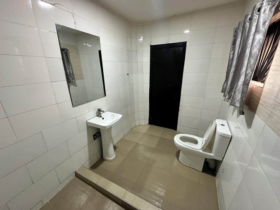 Shower, towels, toilet paper