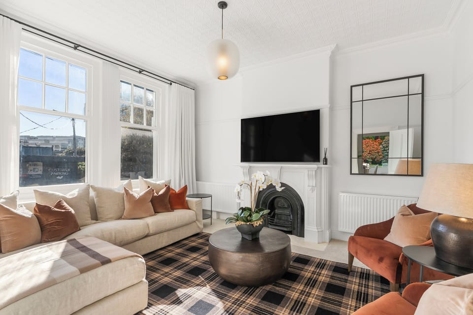 Luxury House | Living area | 55-inch Smart TV with digital channels, Netflix, streaming services