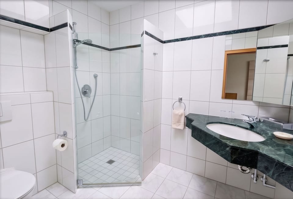 Comfort Double Room, River View | Bathroom | Hair dryer, towels, soap, shampoo