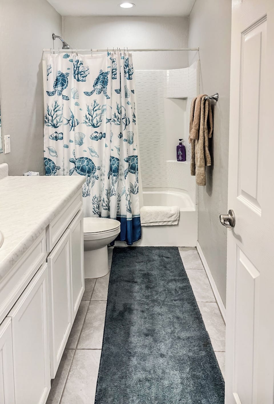 Hair dryer, towels, toilet paper