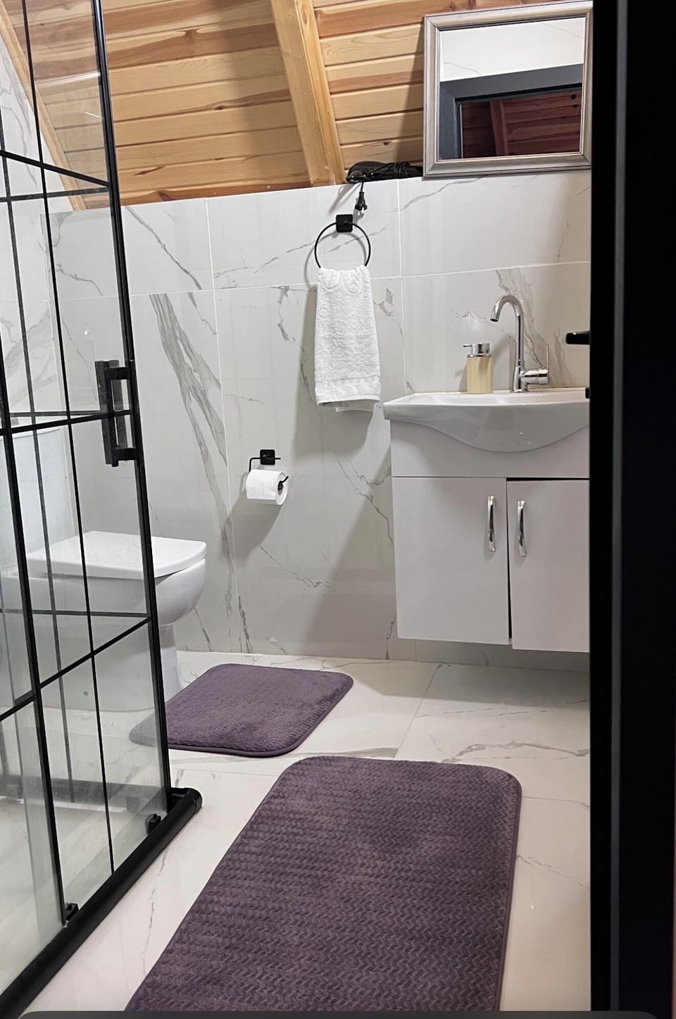 Quadruple Room, Mountain View | Bathroom | Hair dryer, towels