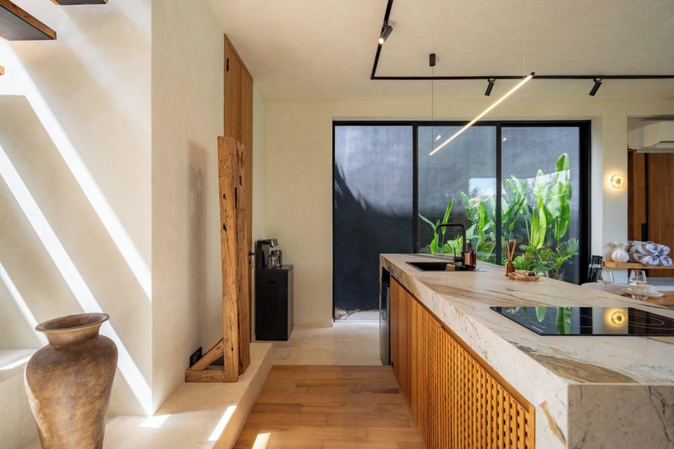 Villa | Private kitchen | Fridge, microwave, stovetop, electric kettle