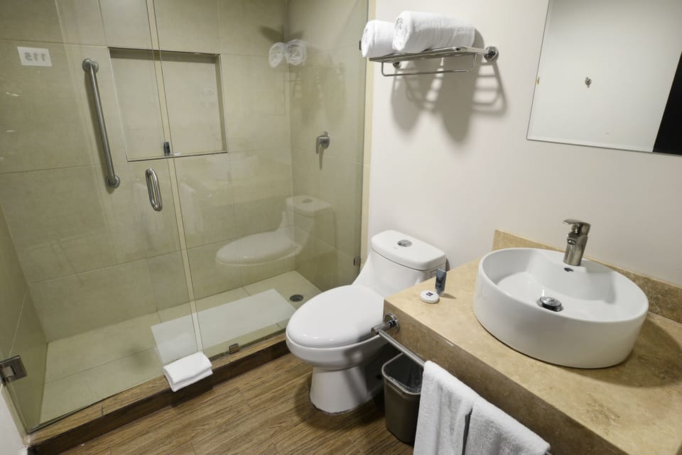 Bathtub, free toiletries, hair dryer, towels