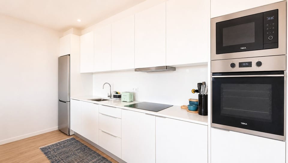 Apartment, Balcony, City View | Private kitchen | Full-size fridge, microwave, oven, stovetop