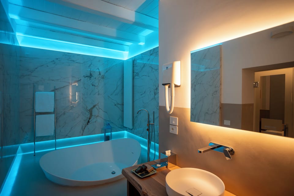Deluxe Double Room | Bathroom | Hair dryer, slippers, towels, soap