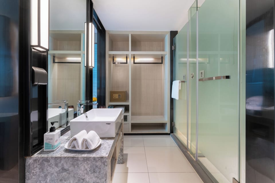 Comfort Twin Room, City View | Bathroom | Shower, free toiletries, hair dryer, towels
