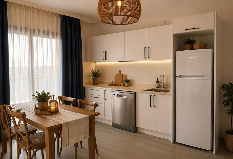 Junior Suite, Sea View | Private kitchen | Dining table