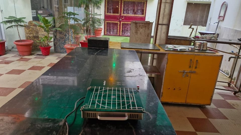 Shared fridge, dining table