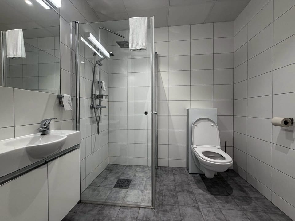 Comfort Double Room, Garden View | Bathroom | Shower, towels, soap, toilet paper