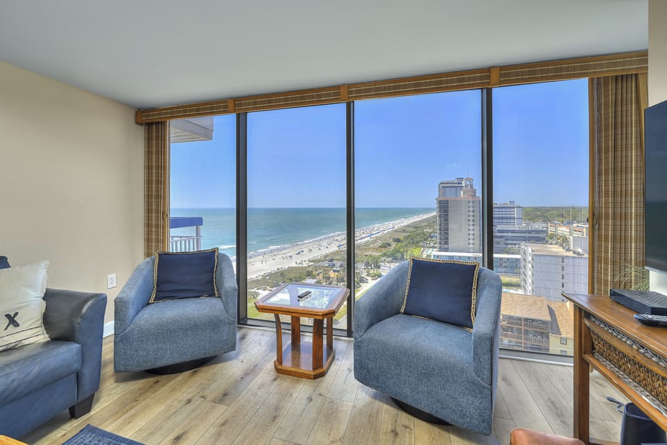 Condo, 3 Bedrooms, Ocean View, Balcony (1403) | Living area | TV, DVD player