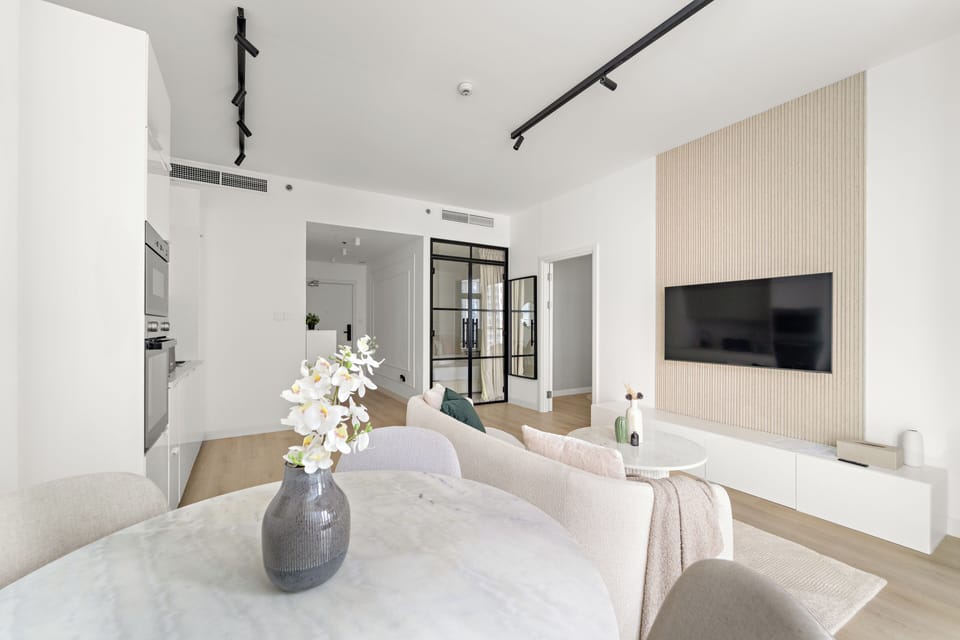 Junior Apartment, 2 Bedrooms | Living area | 55-inch Smart TV with digital channels