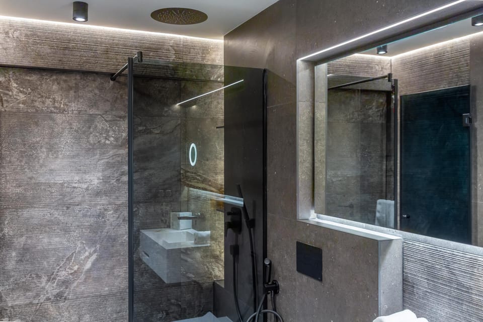 Standard Room, Terrace, Mountain View | Bathroom | Shower, rainfall showerhead, hair dryer, bathrobes