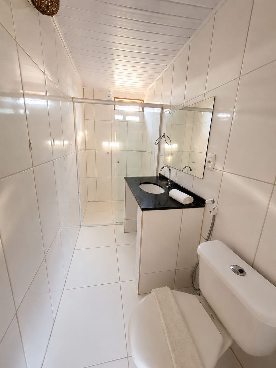 Shower, towels, soap, shampoo