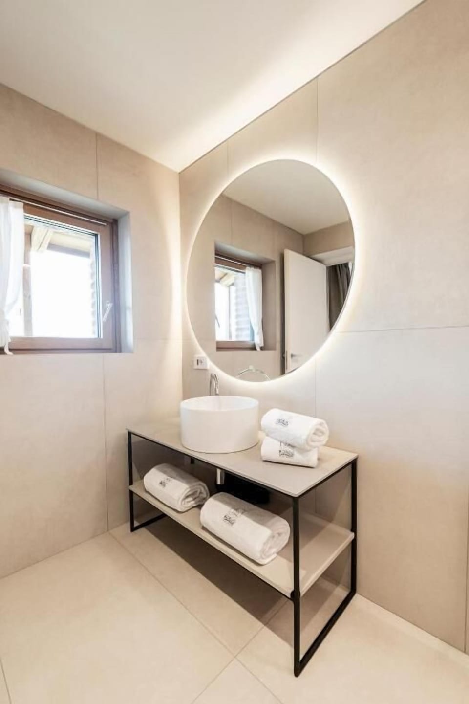 Shower, hair dryer, slippers, towels