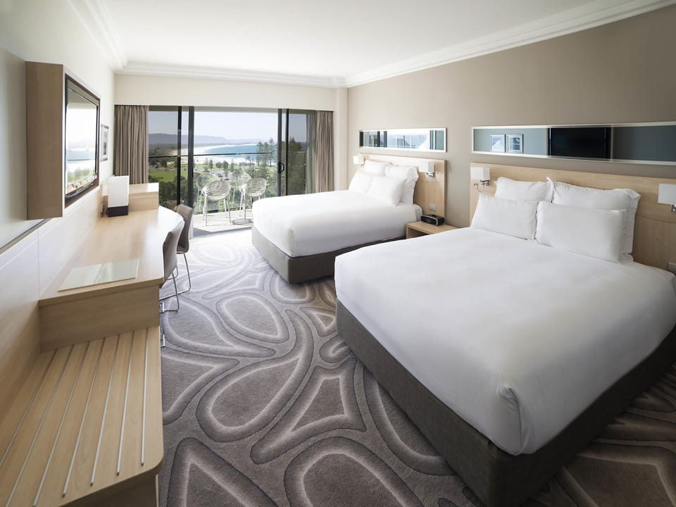 Room, 2 Queen Beds, Balcony, Ocean View | Premium bedding, pillowtop beds, in-room safe, desk
