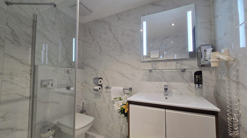 Double Room | Bathroom | Shower, free toiletries, towels