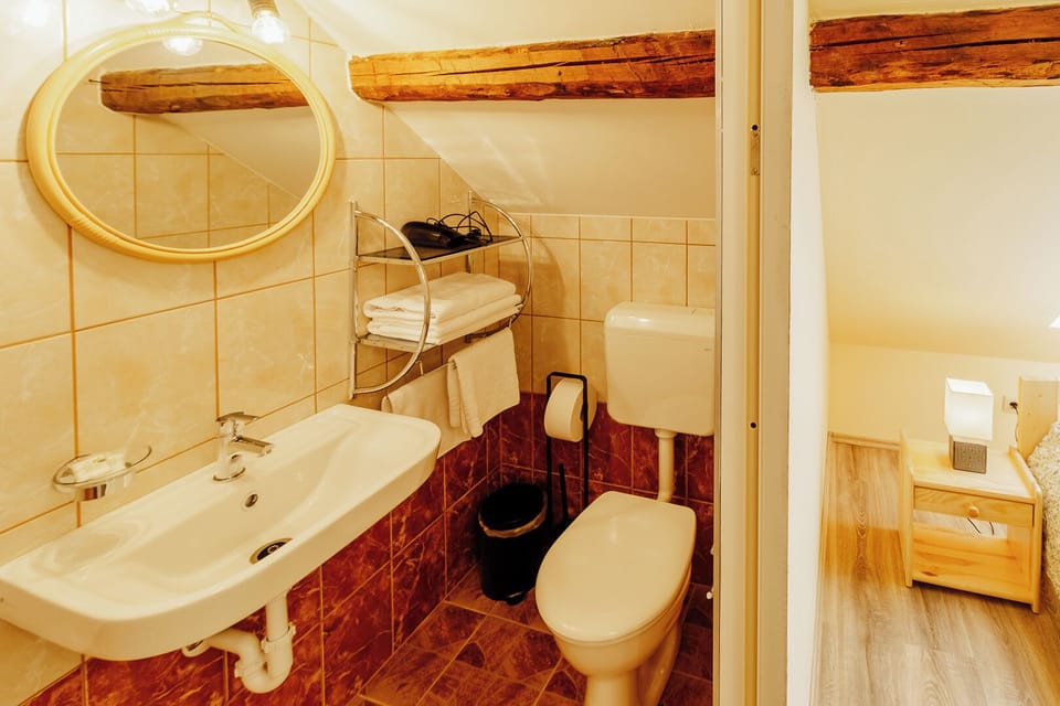 Triple Room, Garden View | Bathroom | Shower, hair dryer, towels, soap