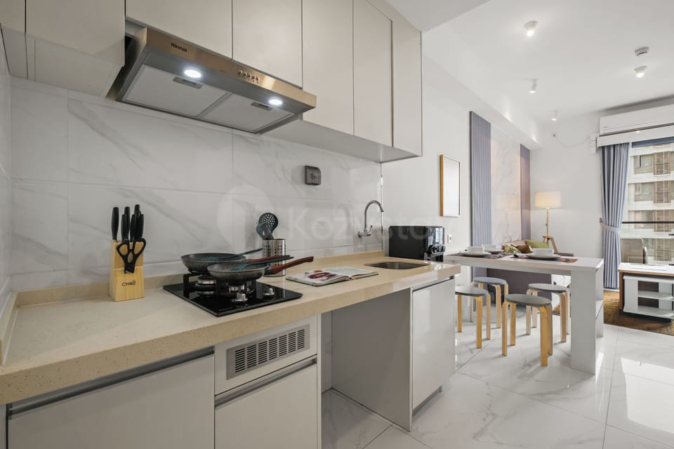 Apartment, 2 Bedrooms, Balcony, City View | Private kitchen | Full-size fridge, microwave, stovetop, cookware/dishes/utensils