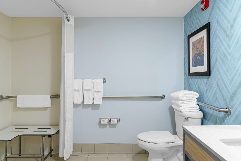 Suite, 1 King Bed with Sofa Bed, Accessible | Bathroom shower