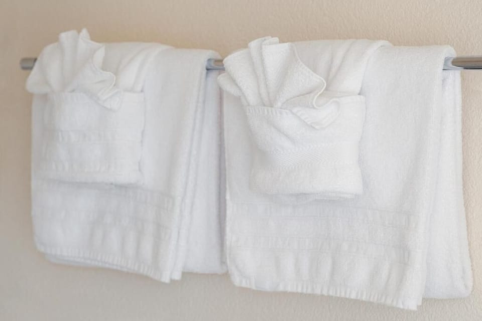 Shower, towels, soap, shampoo