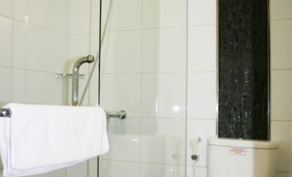 Shower, free toiletries, hair dryer