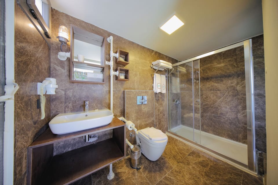 Economy Loft Room  | Bathroom | Shower, hair dryer, bathrobes, slippers