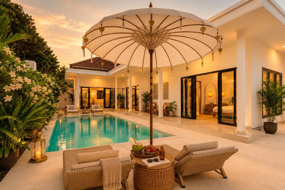 Signature Villa, Patio, Courtyard View | Premium bedding, in-room safe, iron/ironing board, travel crib