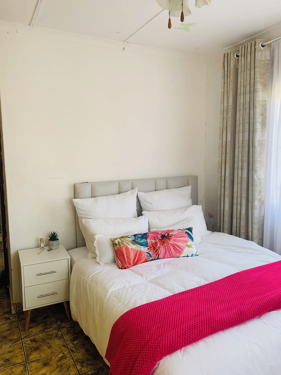 Blackout drapes, iron/ironing board, WiFi (free), bed sheets