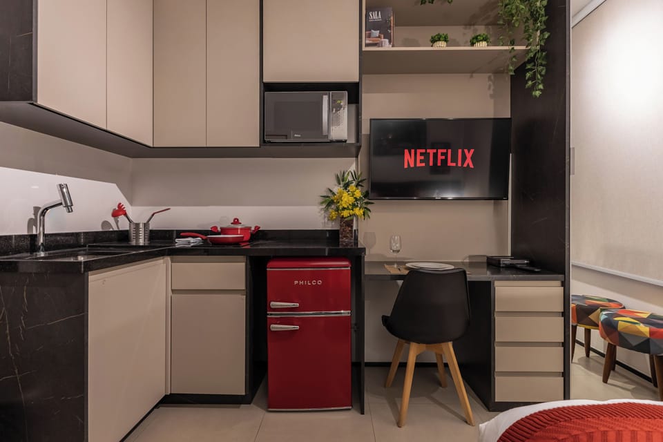 Romantic Apartment, 1 Double Bed, Kitchen, City View | Private kitchen | Full-size fridge, microwave, stovetop, cookware/dishes/utensils